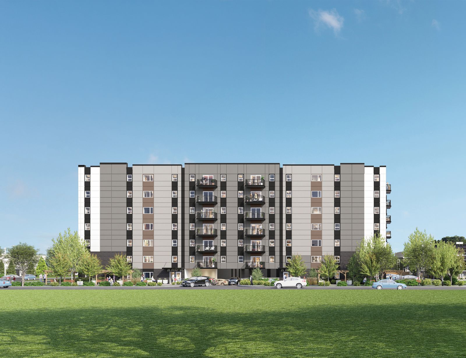 Paragon's rendering of 25 Post Street from across the park on Post Street.